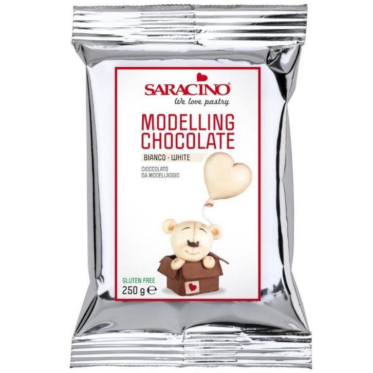Saracino Modelleer Chocolade Wit 250g, Hobby en Vrije tijd, Taarten en Cupcakes maken, Nieuw, Verzenden