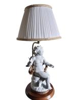 Tafellamp - Messing, Porselein, Hout - Anjel alado - 40 cm