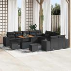 vidaXL Tuin Sofa Set in hoogte verstelbaar 13 pcs Zwart poly, Verzenden, Nieuw