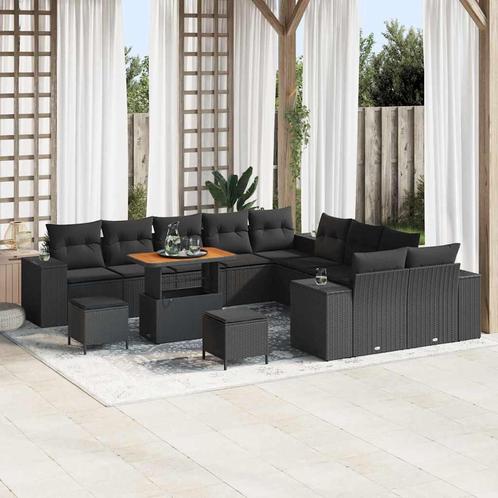 vidaXL Tuin Sofa Set in hoogte verstelbaar 13 pcs Zwart poly, Tuin en Terras, Tuinsets en Loungesets, Nieuw, Verzenden