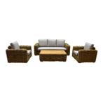 Sumatra stoel-bank 4-delig loungeset naturel rotan, Tuin en Terras, Tuinsets en Loungesets, Ophalen of Verzenden, Nieuw