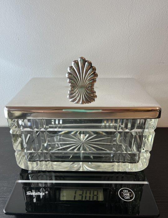 Mills - Sieradendoos - Verzilverd messing - kristal, Antiek en Kunst, Curiosa en Brocante