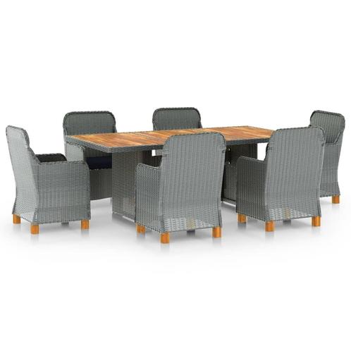 vidaXL 7-delige Tuinset met kussens poly rattan lichtgrijs, Tuin en Terras, Tuinsets en Loungesets, Tuinset, Nieuw, 6 zitplaatsen