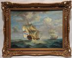 Nederlandse school (XX) - Zeilschepen op een onrustige zee, Antiek en Kunst