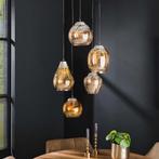 *WOONWINKEL* Trapse Hanglamp Met Amber Glas Kappen, Huis en Inrichting, Lampen | Hanglampen, Verzenden, Nieuw