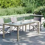 vidaXL Tuintafel 190x90x75 cm gehard glas en poly rattan, Verzenden, Nieuw