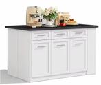Keukeneiland met Uittrekbare Tafel – Marmerlook, 150 cm, Verzenden, Nieuw