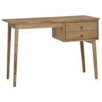 vidaXL Bureau met 2 lades 110x52x75 cm massief teakhout, Verzenden, Nieuw