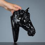 Figuur - Decoratief zwart paardenhoofd - polystone - metaal