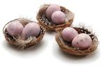 Vogelnestjes met 2 kwarteleitjes en veertjes nude pink 7 cm, Huis en Inrichting, Ophalen of Verzenden, Nieuw