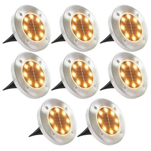 vidaXL Grondlampen 8 st solar LED warmwit, Tuin en Terras, Buitenverlichting, Nieuw, Verzenden