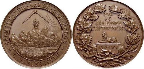 Bronze-medaille 1890 Wuppertal-elberfeld, Stadt, Postzegels en Munten, Penningen en Medailles, Verzenden