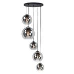 Ronde hanglamp Smoked 5 voudig 5x Glazen lampenkappen, Minder dan 50 cm, Nieuw, Ophalen of Verzenden, Metaal