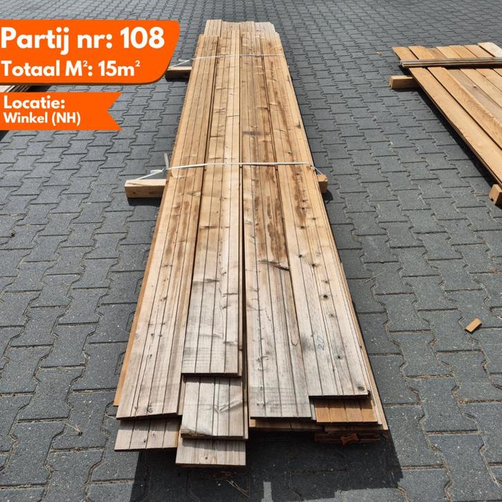 Thermo Vuren Zweeds Rabat 4200-5100x185x14-22mm, Doe-het-zelf en Verbouw, Platen en Panelen, Ophalen of Verzenden