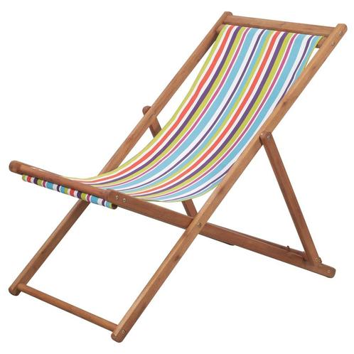 vidaXL Strandstoel inklapbaar stof en houten frame, Tuin en Terras, Tuinstoelen, Nieuw, Verzenden