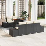 vidaXL 6-delige tuinsalon set met kussens, zwart poly riet, Verzenden, Nieuw, Rotan