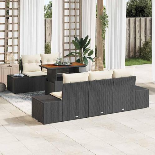 vidaXL Tuin Sofa Set met opslag 6 pcs Zwart Poly riet, Tuin en Terras, Tuinsets en Loungesets, Nieuw, Rotan, Verzenden