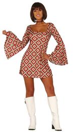 Disco 70S Jurk Blauw Rood Dames, Verzenden, Nieuw