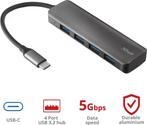 Trust Halyx - USB-C Hub - 4-Port USB 3.2 - 5 Gbps, Computers en Software, Geheugenkaartlezers, Nieuw, Verzenden