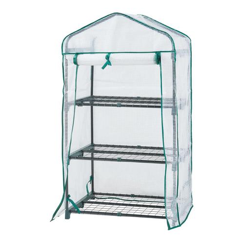 [en.casa] Tuinkas Chaam foliekas 125x69x49 cm wit, Tuin en Terras, Kassen, Nieuw, Verzenden