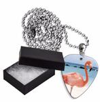 Flamingo plectrum ketting, sleutelhanger of oorbellen, Ophalen of Verzenden, Nieuw
