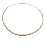 Bicolor gouden fantasie collier; koffieboon | 41 cm, Sieraden, Tassen en Uiterlijk, Kettingen, Ophalen of Verzenden, Gebruikt