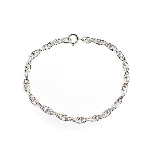 Zilveren singapore schakel armband | 18 cm, Sieraden, Tassen en Uiterlijk, Armbanden, Zilver, Gebruikt, Zilver, Verzenden