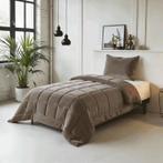 Lazy all-in-one dekbed Velvet - taupe - 1-persoons | 140 x, Verzenden, Nieuw