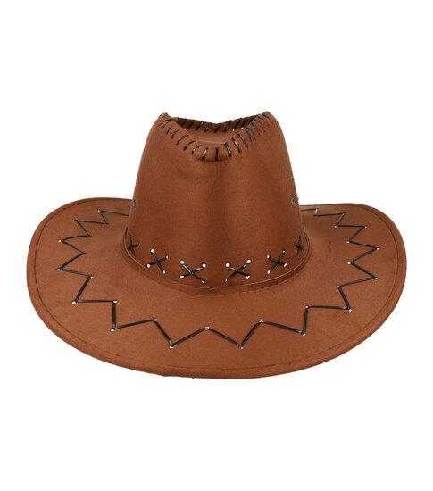 Cowboyhoed - Western hoed met stiksel onesize - Bruin, Kleding | Dames, Hoeden en Petten