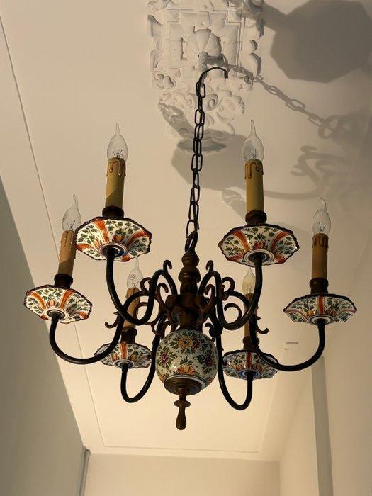 Delftse Pauw - Lamp - Verguld messing, Gegoten messing -, Antiek en Kunst, Curiosa en Brocante
