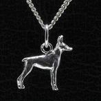 Zilveren Dwergpincher oren gecoupeerd ketting hanger - klein, Verzenden, Nieuw