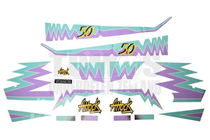 Tomos Stickerset AT50 Attack compleet origineel, Fietsen en Brommers, Brommeronderdelen | Algemeen, Nieuw, Ophalen of Verzenden