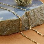Bicolor gouden Figaro schakel ketting | 44,5 cm, Sieraden, Tassen en Uiterlijk, Kettingen, Ophalen of Verzenden, Gebruikt, Overige kleuren