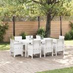 vidaXL 9-delige tuin eetset van wit poly riet, Verzenden, Nieuw