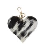 sleutelhanger koehuid hart zwart/wit medium 11cm goud, Nieuw, Verzenden
