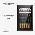 Drankenkoelkast Koelkast Minibar Glazen Deur 15L Zwart, 85 tot 120 cm, Zonder vriesvak, 100 tot 150 liter, Refurbished