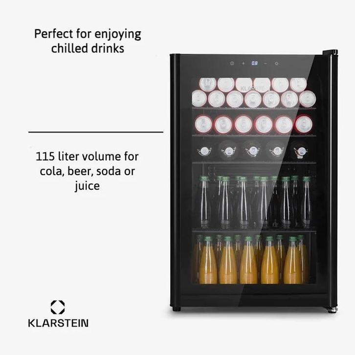Drankenkoelkast Koelkast Minibar Glazen Deur 15L Zwart, Witgoed en Apparatuur, Koelkasten en IJskasten, 100 tot 150 liter, Refurbished