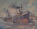 Jan Kelderman (1914-1990 ) - Bedrijvigheid in de haven, Antiek en Kunst, Kunst | Schilderijen | Klassiek