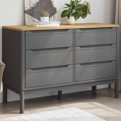 vidaXL Ladekast FLORO massief grenenhout grijs, Kinderen en Baby's, Kinderkamer | Commodes en Kasten, Nieuw, Verzenden