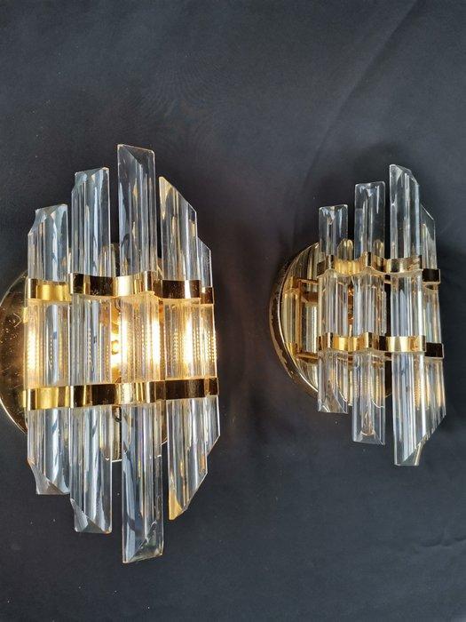Wandlamp - Kristal, Metaal - Paar wandlampen, Antiek en Kunst, Antiek | Lampen