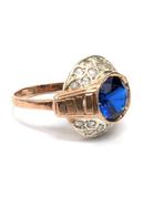 Zonder Minimumprijs - Ring - 9 kt. Roségoud, Zilver Saffier, Nieuw