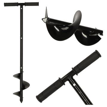 Ikonka zwarte Grondboor met rubberen handvat - Tuinboor - beschikbaar voor biedingen