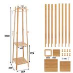 Bamboe Kapstok met 3 Planken en 8 Haken – Vrijstaand, Verzenden, Nieuw