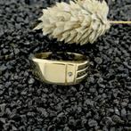 Gouden zegelring met diamant; 0,005 ct. | Heren (vintage), Gebruikt, Overige kleuren, 19 tot 20, Heer