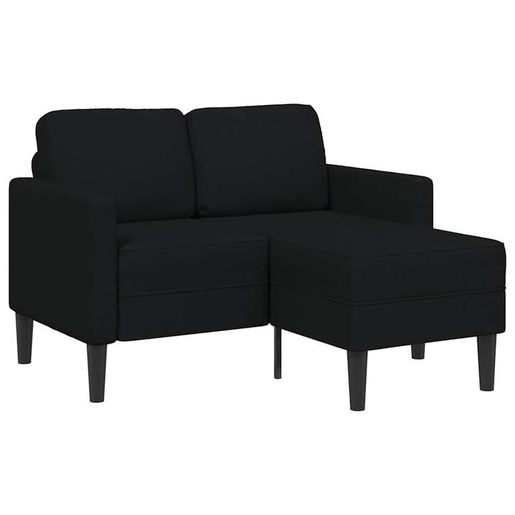 vidaXL 2-zitsbank met ligchaise L-vormig 125 cm stof zwart, Huis en Inrichting, Banken | Bankstellen, Nieuw, Stof, Tweepersoons