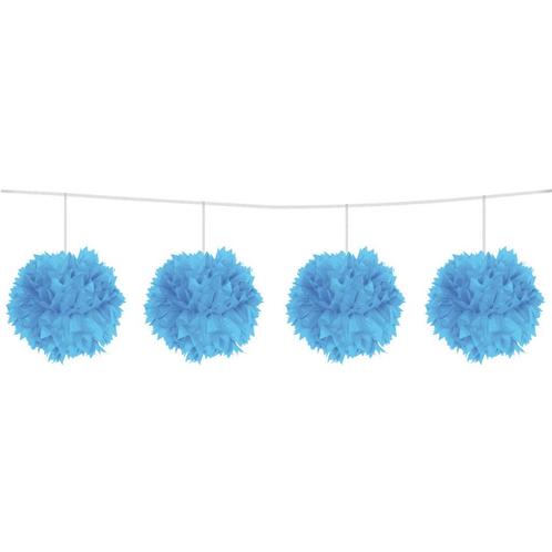 Lichtblauwe Slinger Pompon 12cm 3m, Hobby en Vrije tijd, Feestartikelen, Nieuw, Verzenden