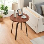 Bijzettafel Mippeena rond Ø50 cm walnootkleurig en zwart [en, Huis en Inrichting, Tafels | Bijzettafels, Verzenden, Nieuw