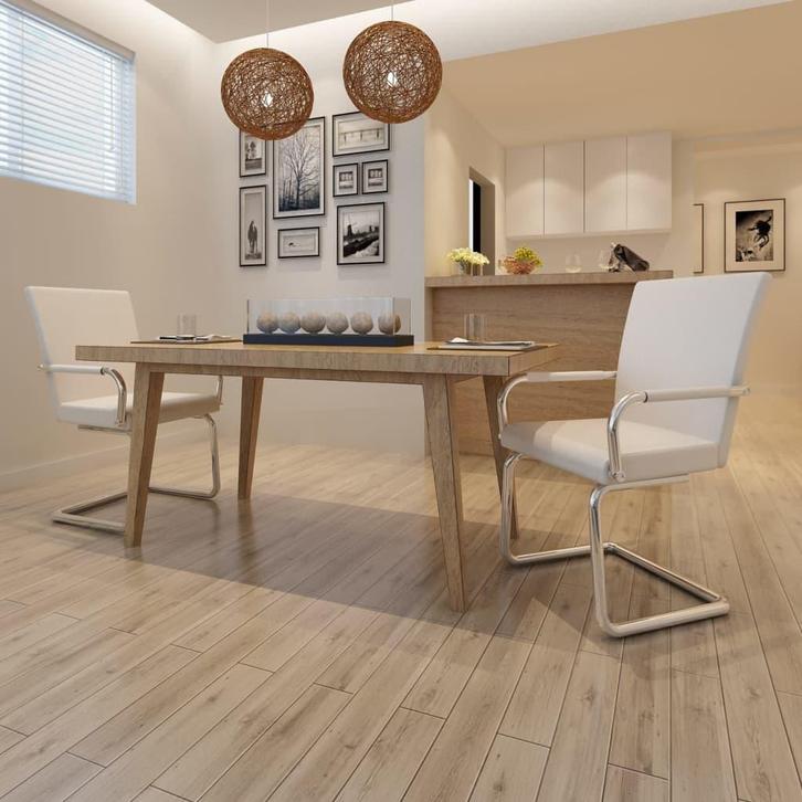 vidaXL Eetkamerstoelen 2 st kunstleer wit, Huis en Inrichting, Stoelen, Wit, Nieuw, Verzenden