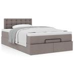 vidaXL Ottoman bed met matras 120x190 cm stof taupe, Verzenden, Nieuw, 190 cm of minder, Twijfelaar