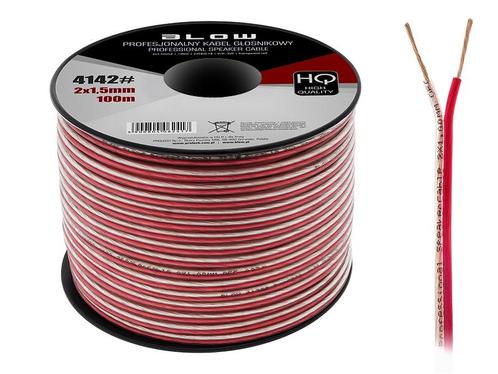 HQ luidsprekerkabel 2 x 1.50 mm transparant/rood op rol 100, Audio, Tv en Foto, Audiokabels en Televisiekabels, 10 meter of meer